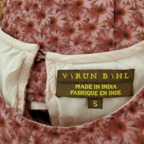 Varun Bahl Lanara yellow pink daisy print layered bell sleeves Small EUC - Picture 6 of 7
